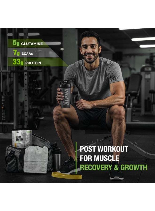 Alpha Vegan Protein Powder, Banana Flavor, Plant-Based Protein Blend, 7G Bcaas, Gluten & Soy Free, Easy Mix